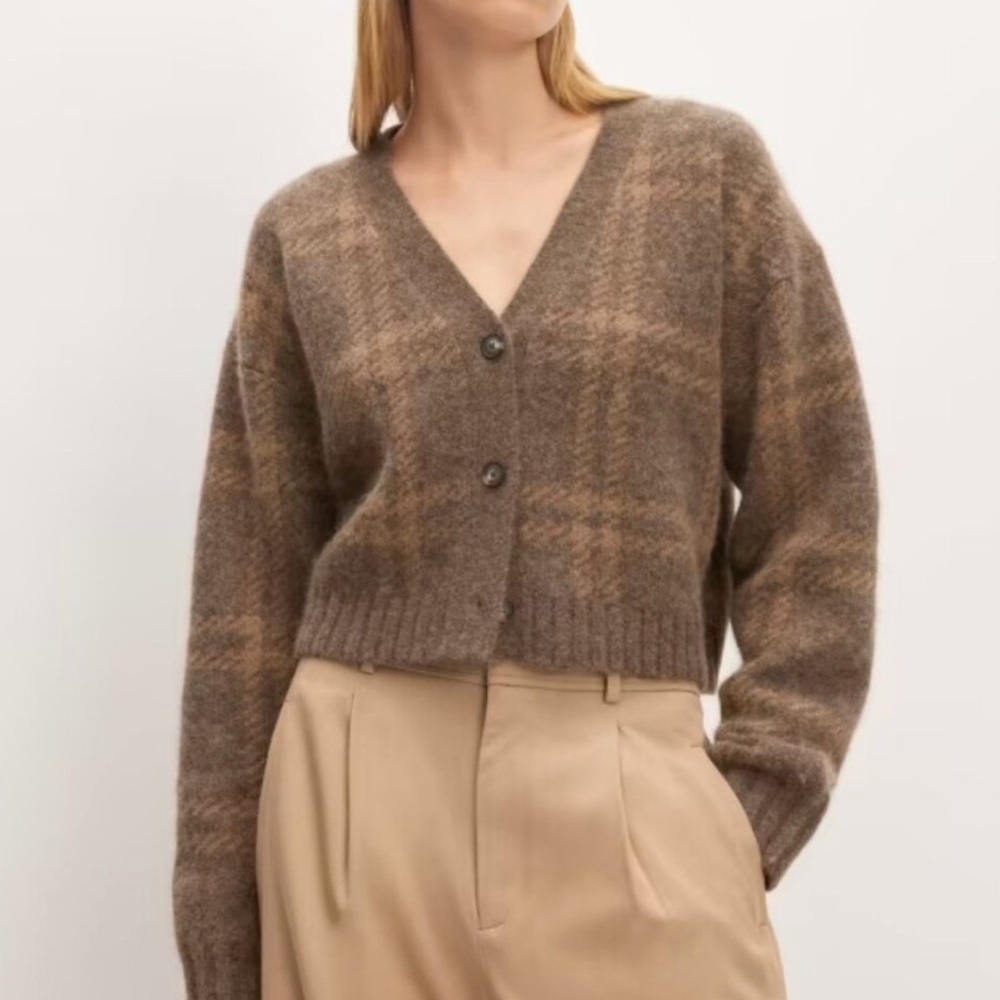Everlane Alpaca Wool Plaid Cardigan